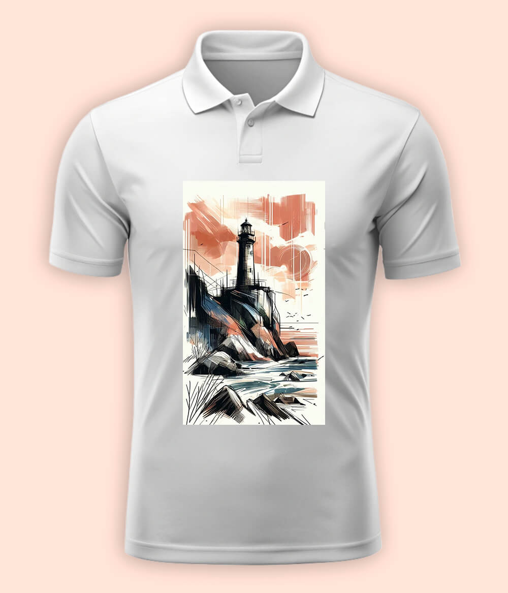 Beach Lighthouse Polo T-Shirt