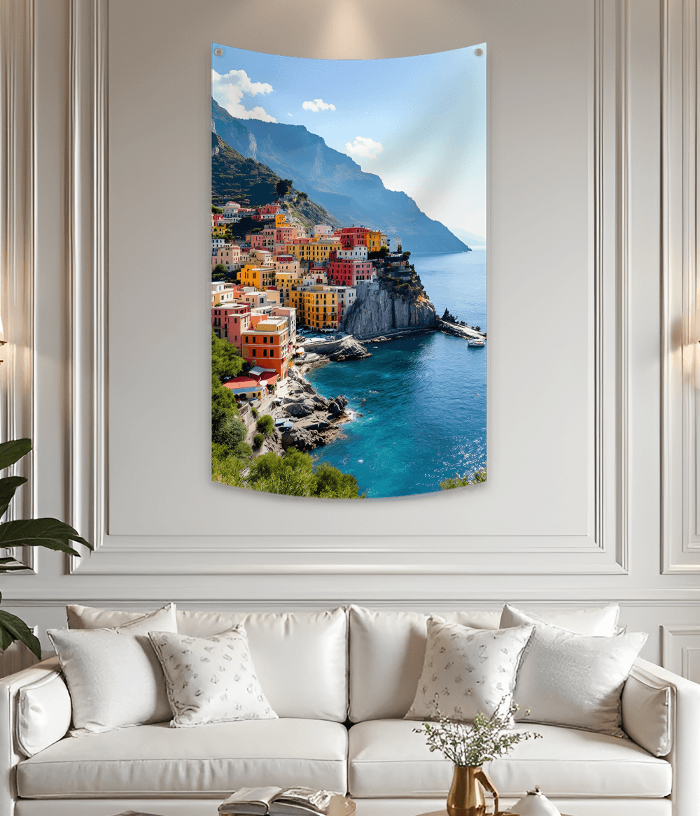 Coastal Italy Village Tapestry