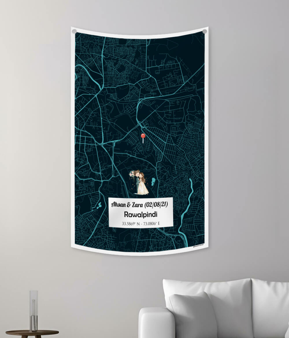 Custom City Map Tapestry – Rawalpindi