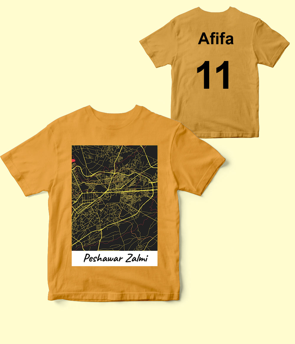 Customizable Peshawar Zalmi Front Back Print Kids T-shirt (Unisex)