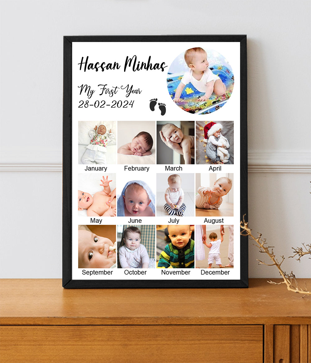 First Year of Baby In Pictures Frame (Customizable)