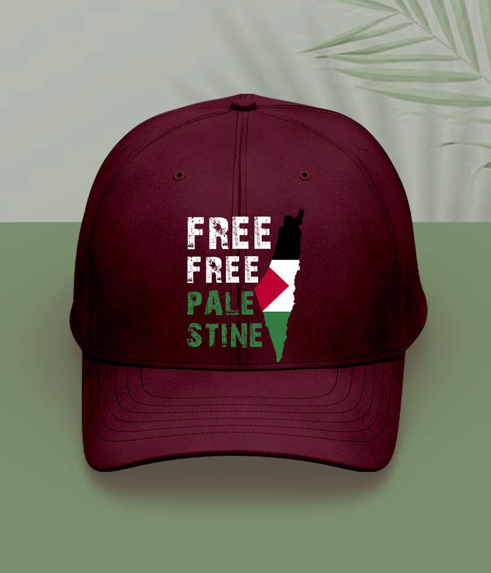 Maroon Free Palestine Cap