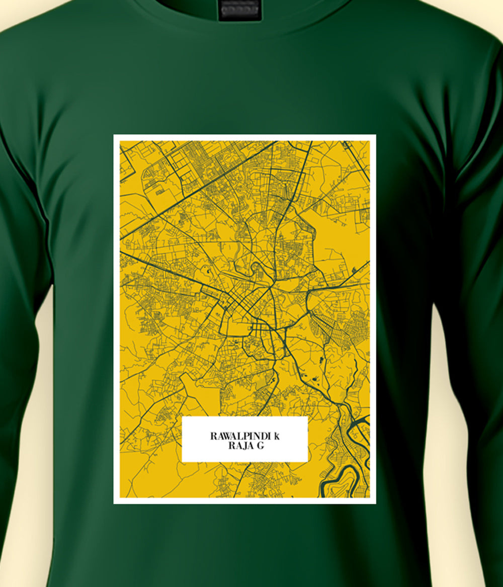 Rawalpindi City Map Unisex long sleeve T-shirts