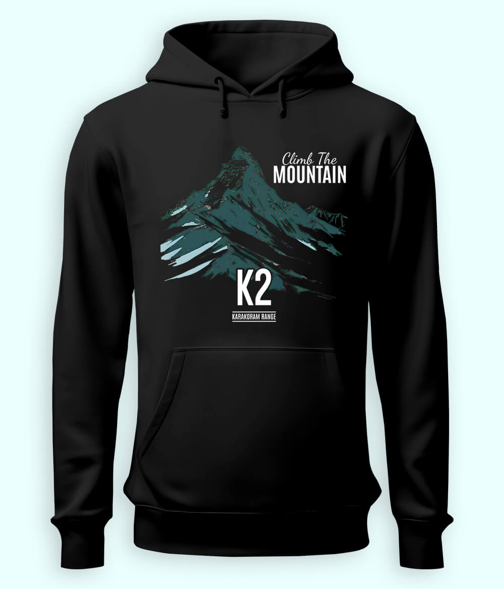 K2 Hiking Hoodie Black T-Shirt (Unisex)