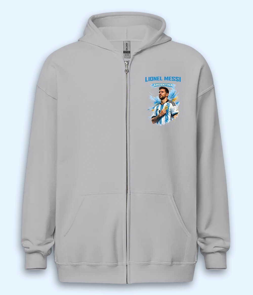 Lionel Messi Argentina Graphic Football Zipper Hoodie
