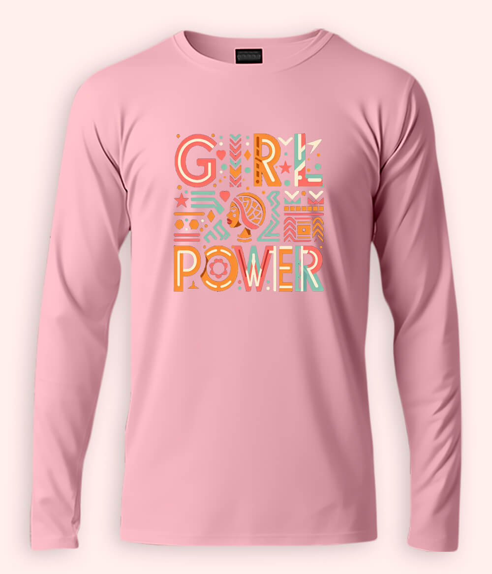 Light Pink Long Sleeve Empower Women T-Shirt
