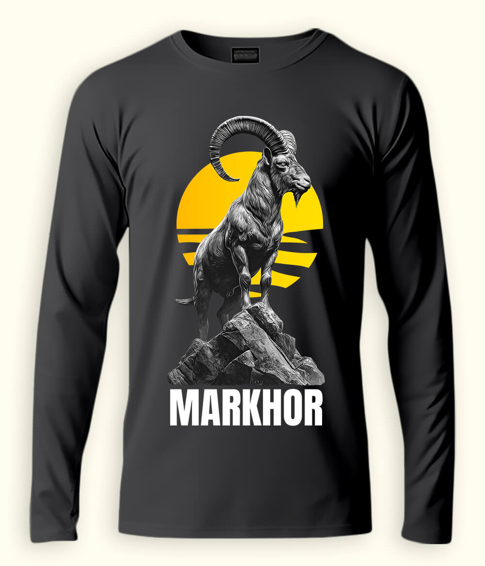 Long Sleeve Markhor Artwork Baseball T-Shirt