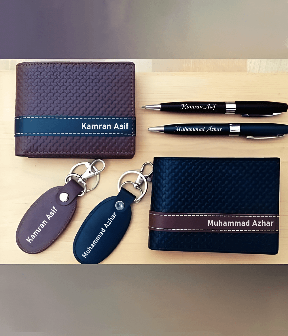 Maroon Customizable Wallet Pen Keychain Gift Box