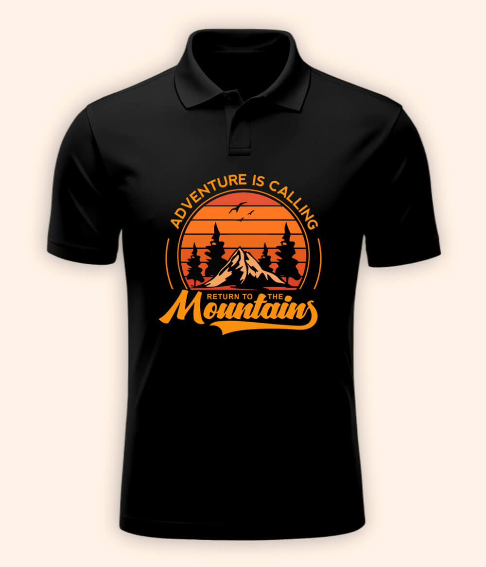 Mountains Polo Black T-Shirt