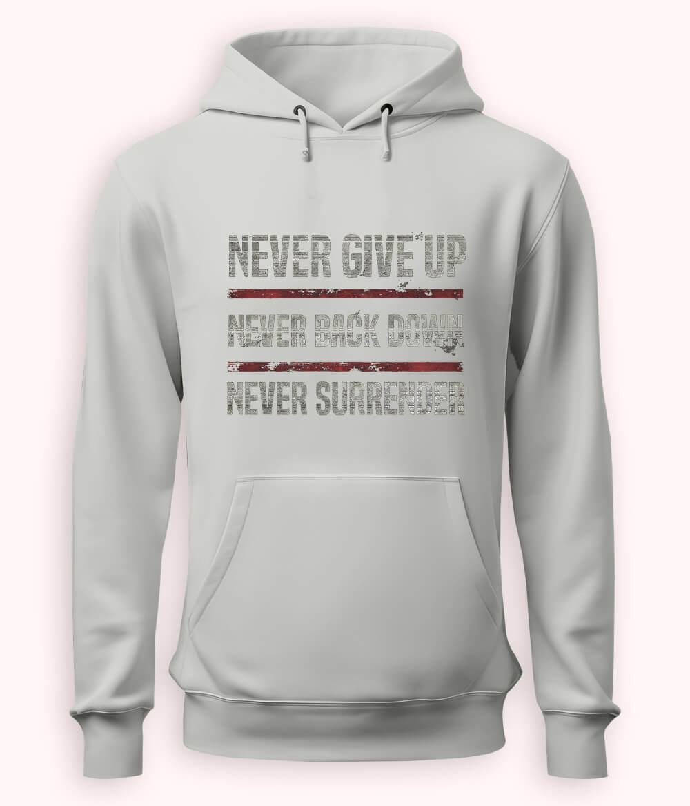 Heather Grey Never Give Up Hoodie (Unisex)