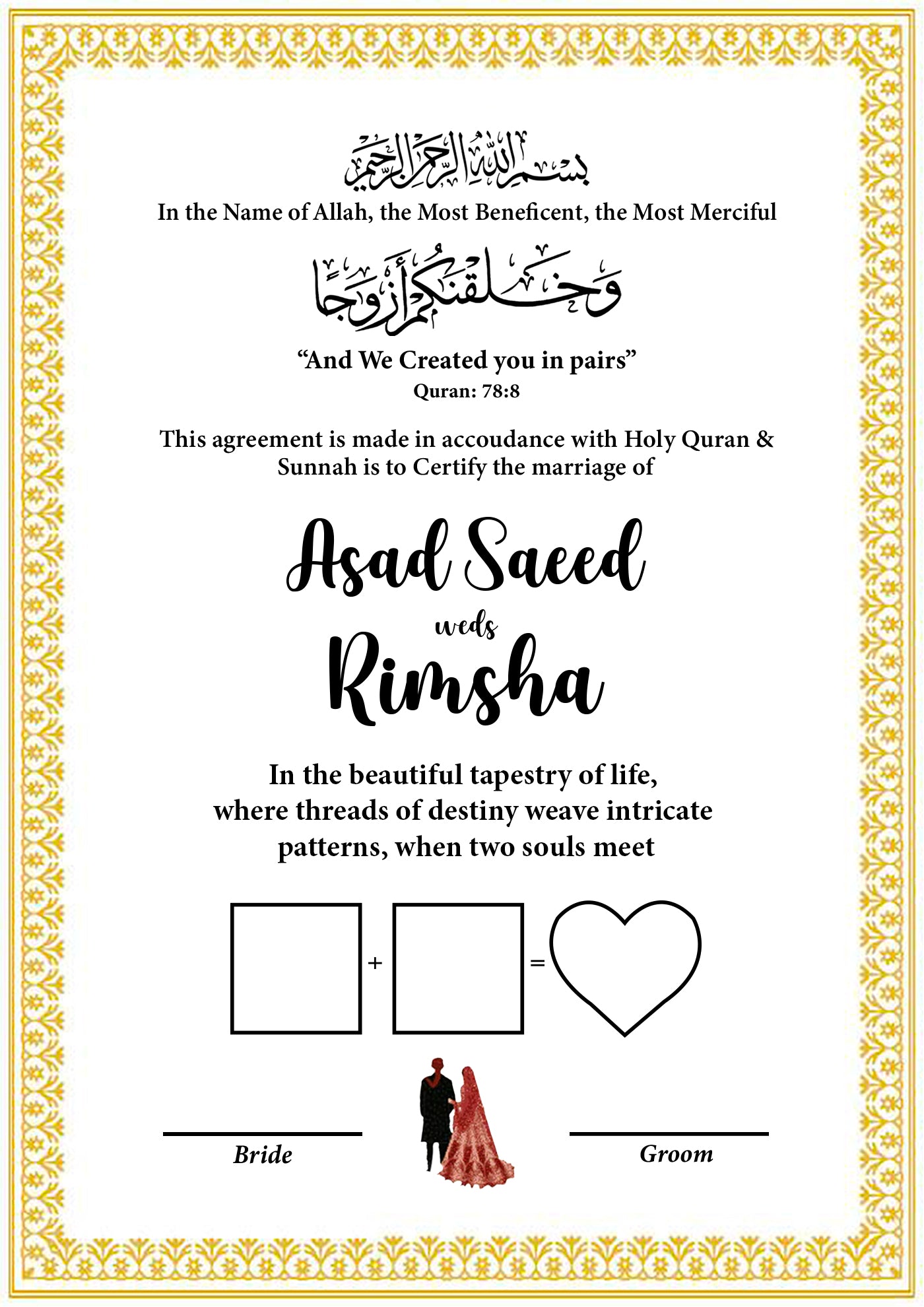 Nikkah Frame with Thumb Impression