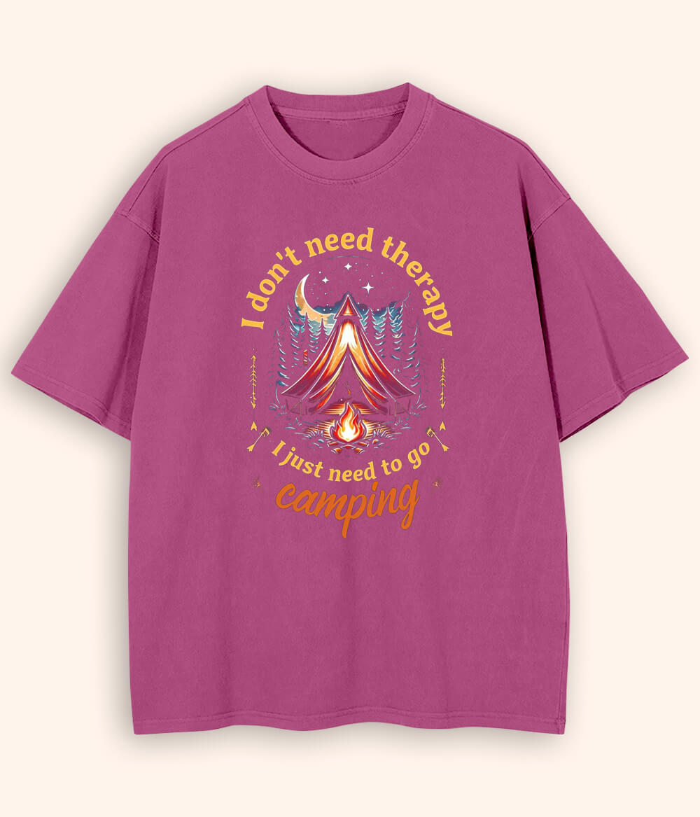 Oversized Camping Therapy T-Shirt (Unisex)