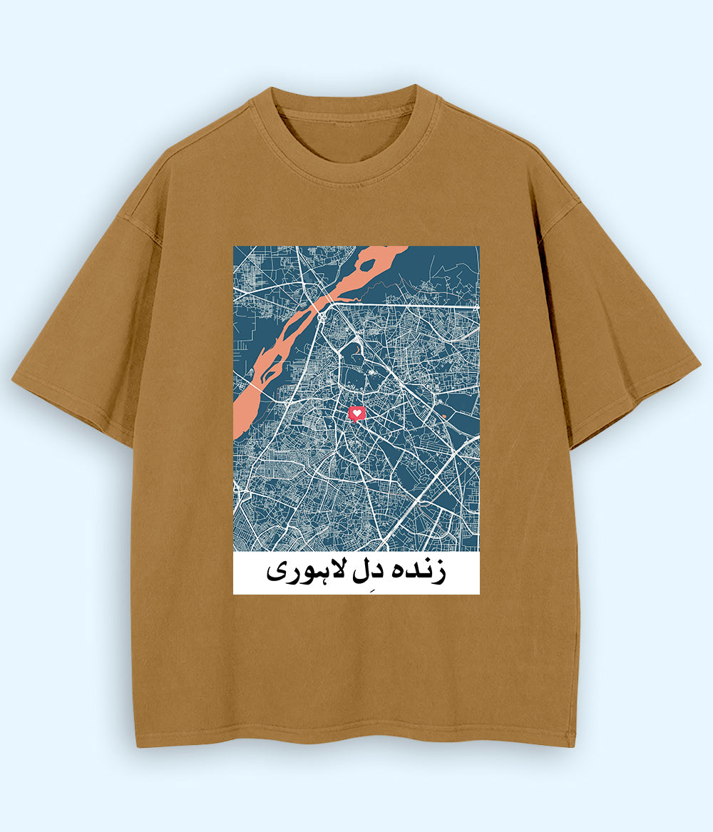 Oversized Lahore City Map T-Shirt (Customizable)