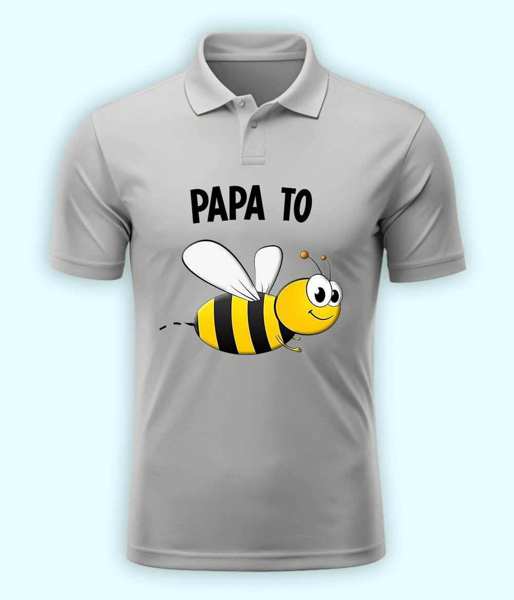 Heather Grey Papa to be Polo T-Shirt