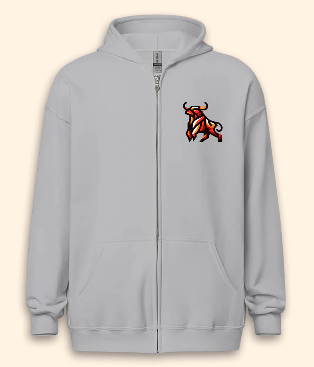 Powerful Bull Zipper Hoodie (Unisex)