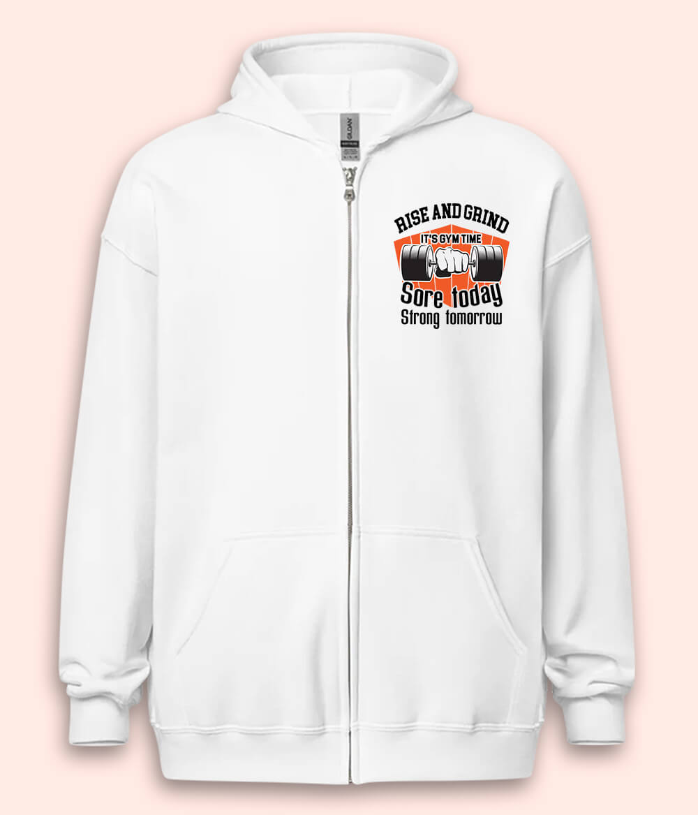 Rise And Grind Workout Gym Zipper Hoodie (Unisex)