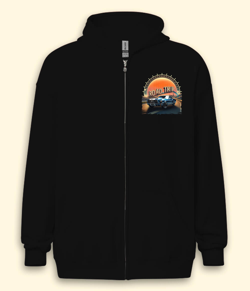 Road Trip Picnic Adventure Route Zipper Hoodie (Unisex)