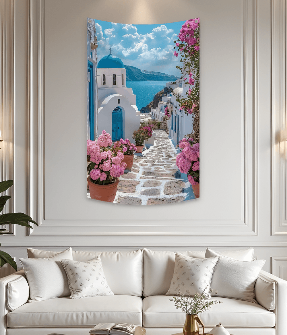 Santorini Greece Landscape Tapestry
