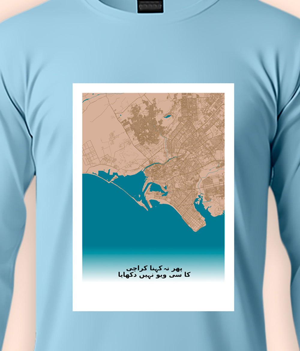 Karachi City Pakistan Map Unisex Long Sleeve T-Shirt
