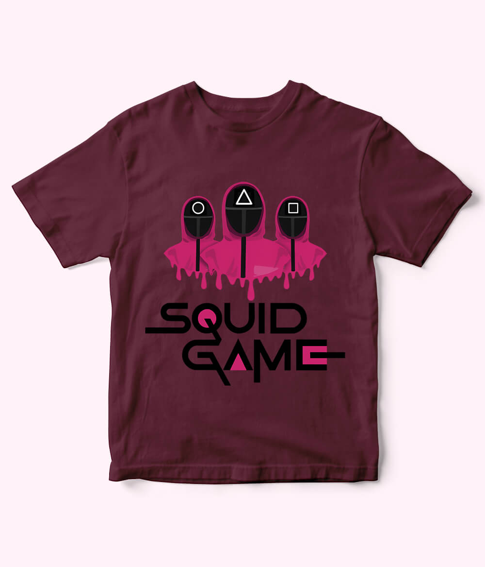 Maroon Squid Game T-Shirt for Kids