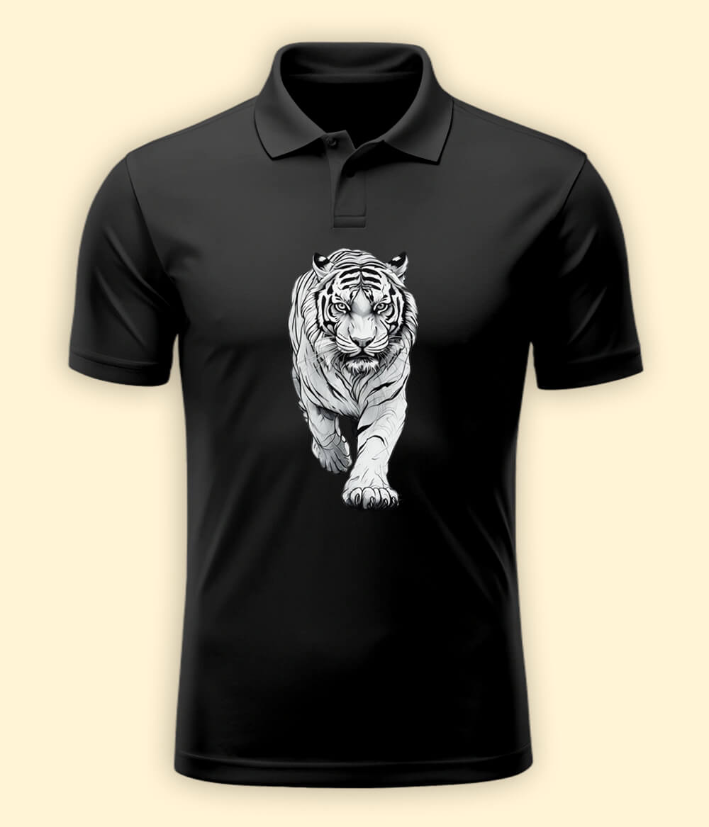 Regular-Fit Polo-Shirt With Tiger Graphic