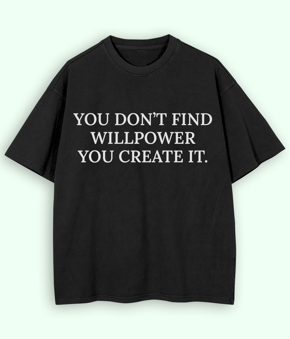 Black Will Power Oversized Drop Shoulder T-Shirt (Unisex)