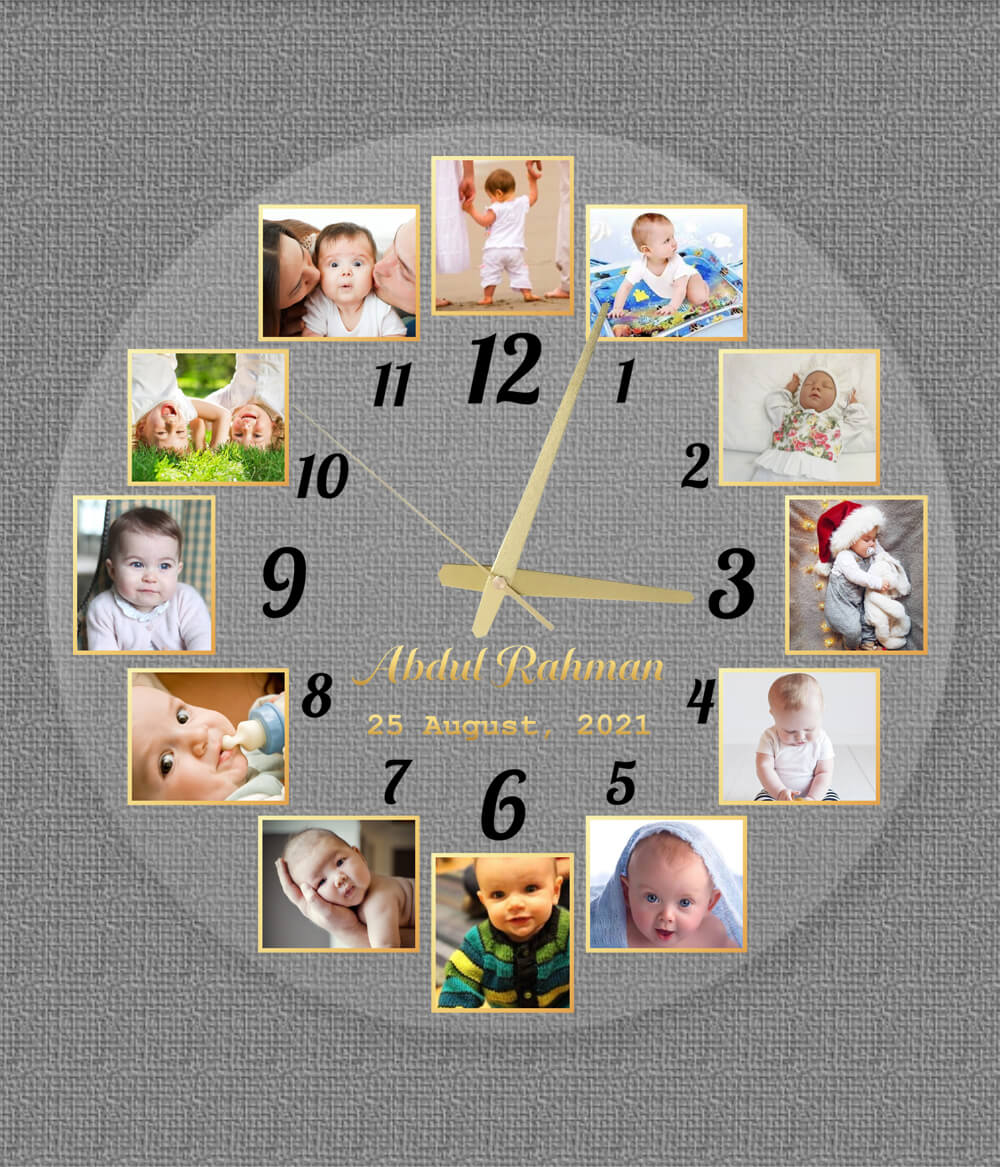 Yearly 12 Months Photo Display Wall Clock (Customizable)