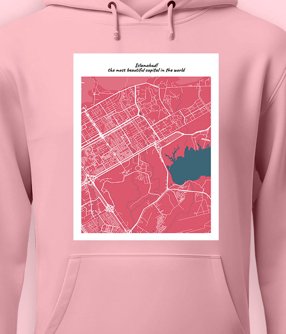 Islamabad City Map of Pakistan Pullover Unisex Hoodie