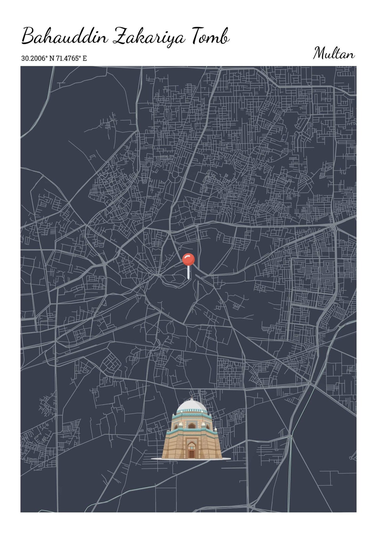 District Multan Complete Editable Map.pdf Multan Map Print Frame | Personalized City Map Poster