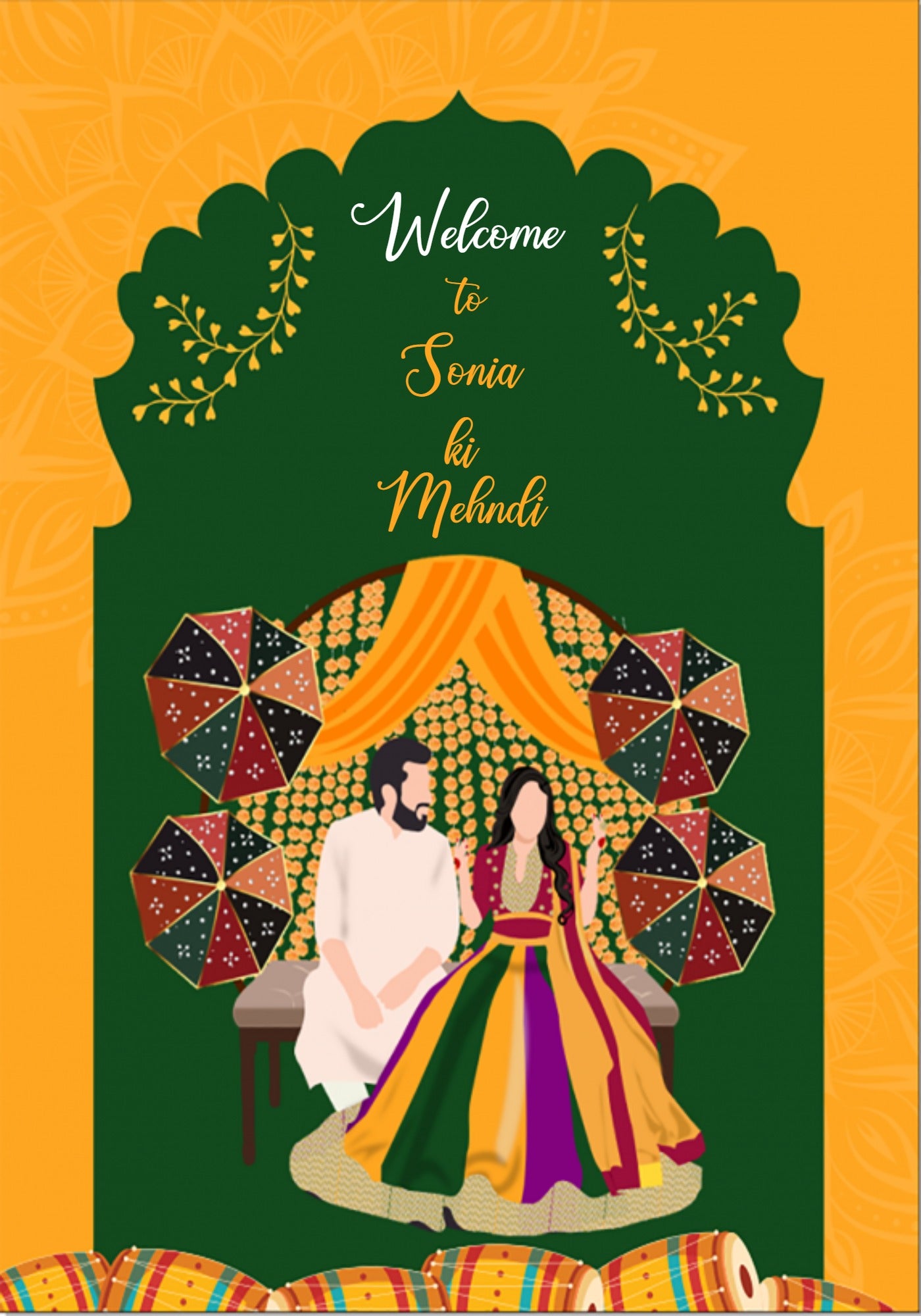 Mehndi Welcome Sign Frame