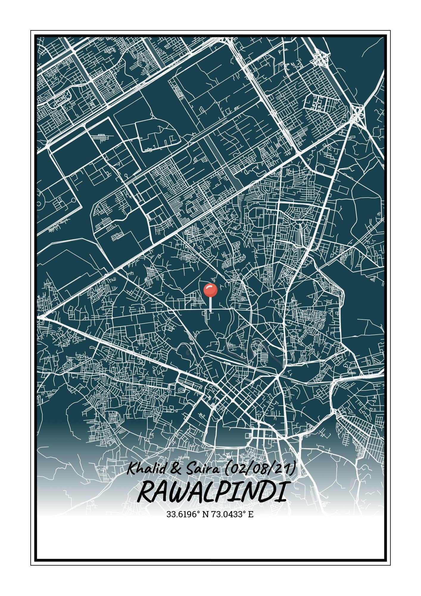 City Map Frame Rawalpindi - Customizable