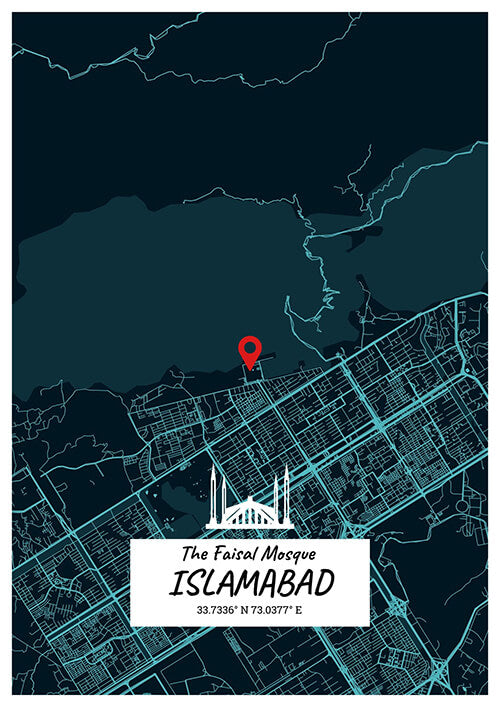 Personalized Islamabad Map Frame | City Map Poster