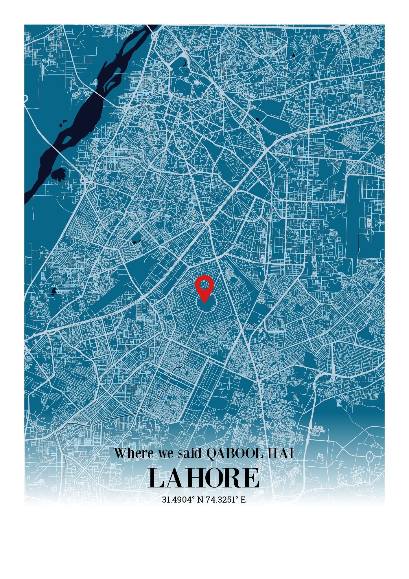 Personalized Lahore Map frame | Map Picture