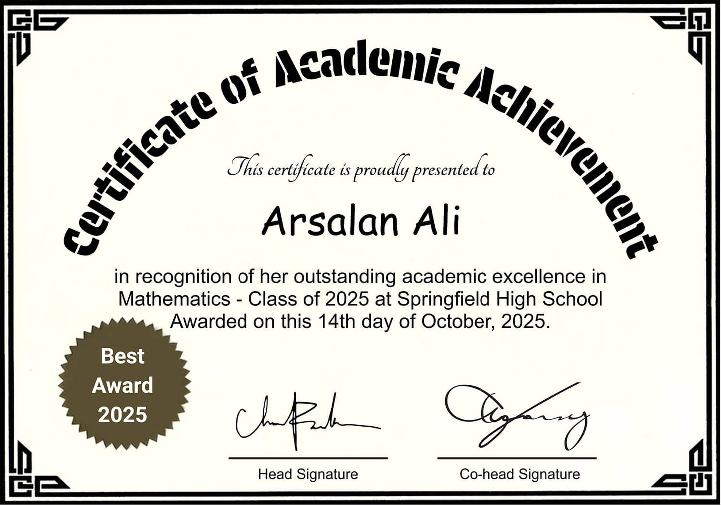 Academic Achievement Certificate Frame Thumbnail