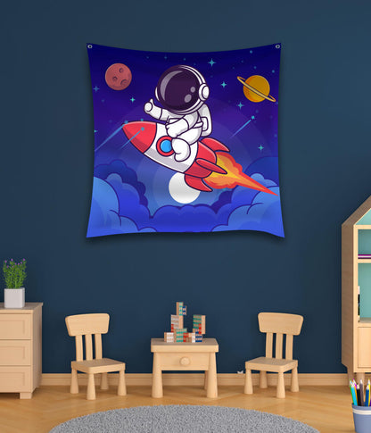 Astronaut Rocket Space Tapestry