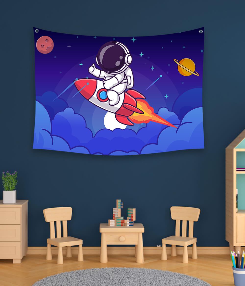 Astronaut Rocket Space Tapestry