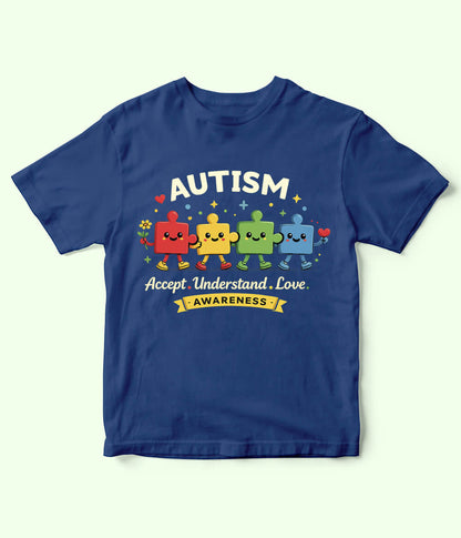 Autism Accept Understand Love Kids T-Shirt (Unisex)