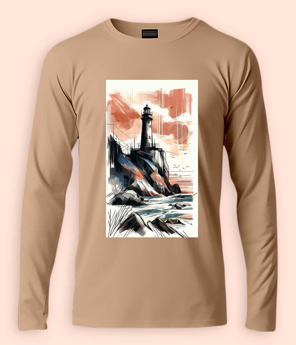 Beach Lighthouse Long Sleeve T-Shirt (Unisex)