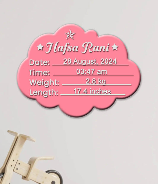Birth Announcement Hanging Sign with Name & Date