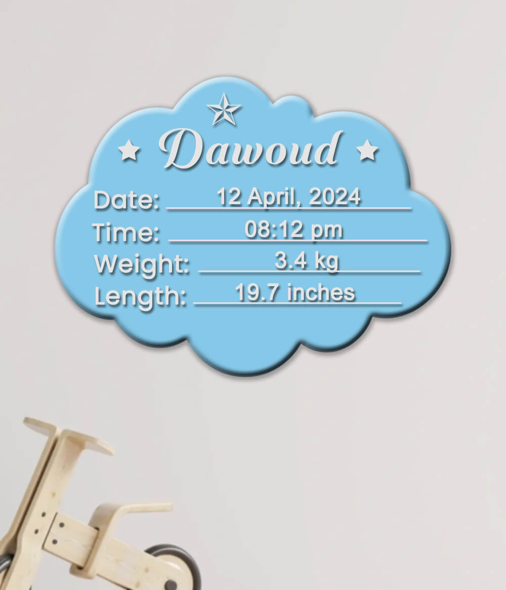 Birth Announcement Hanging Sign with Name & Date