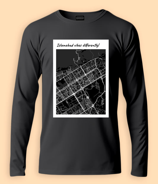 Islamabad Pakistan City Map Unisex Long Sleeve T-Shirts (Customizable)