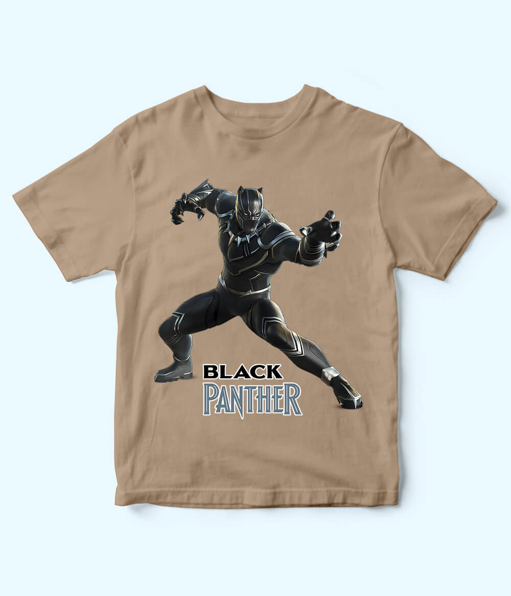 Black Panther Beige T-Shirt for Boys