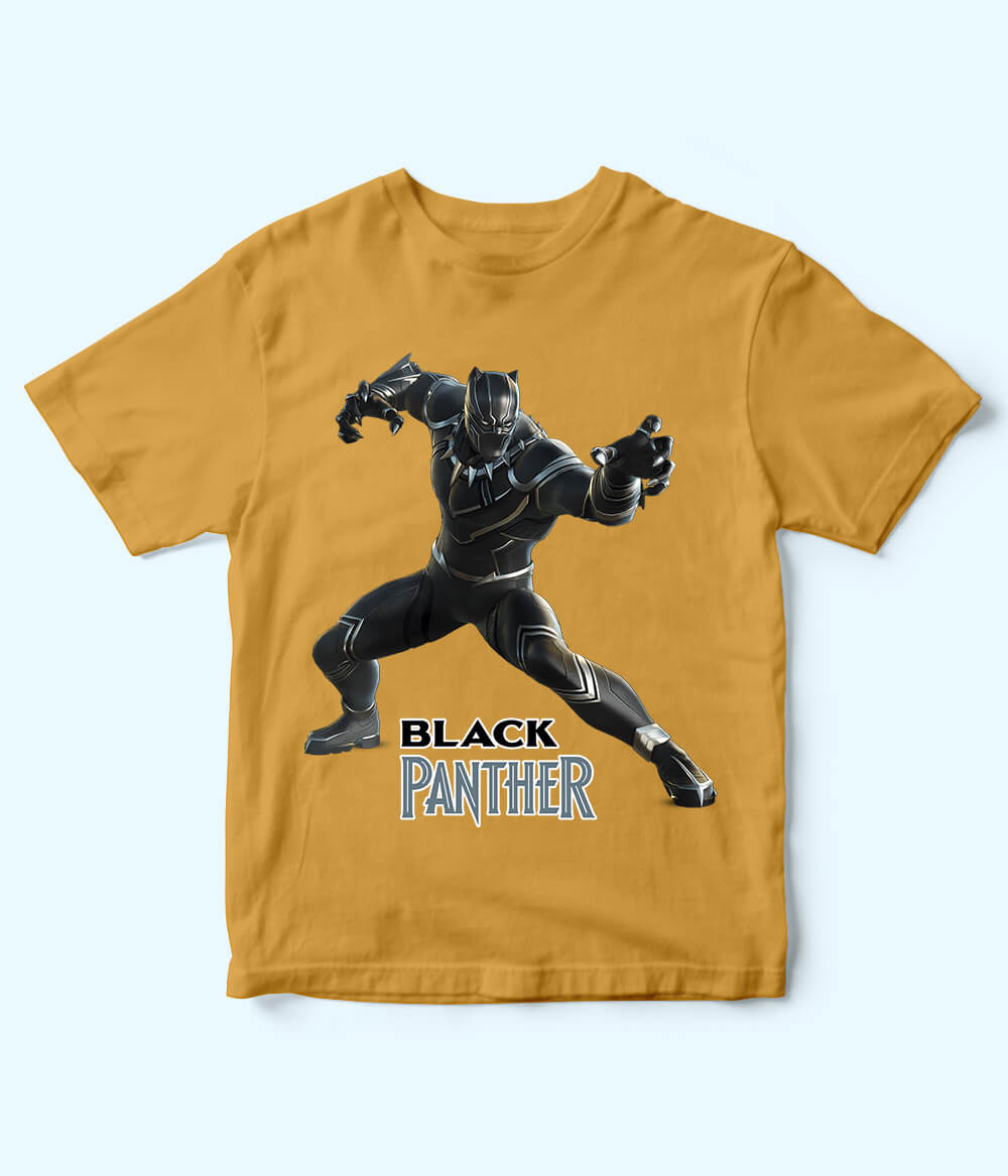 Black Panther Mustard T-Shirt for Boys