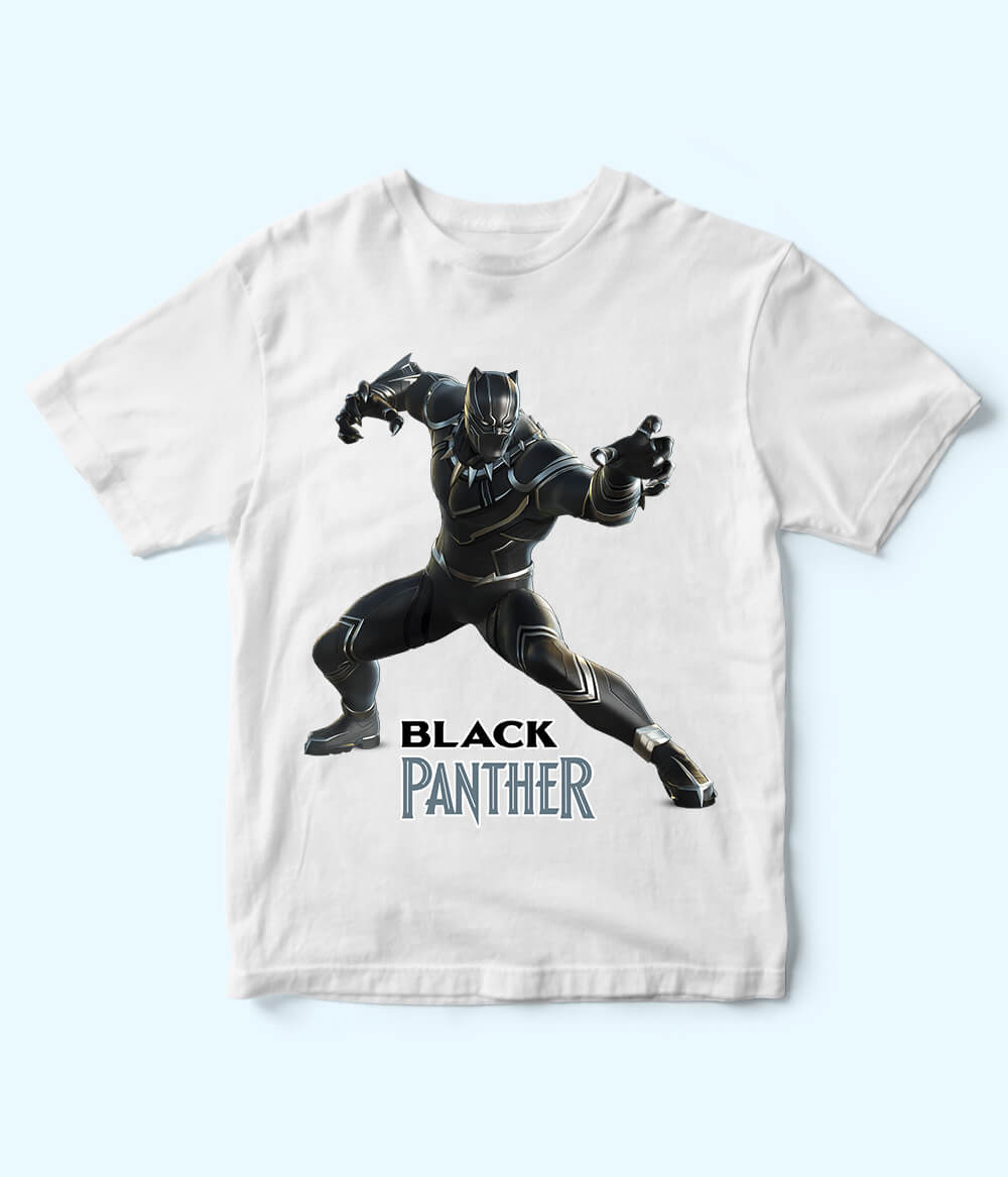 Black Panther White T-Shirt for Boys
