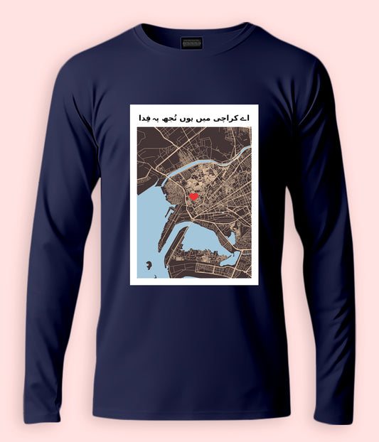 Karachi City Pakistan Map Unisex Long Sleeve T-Shirt