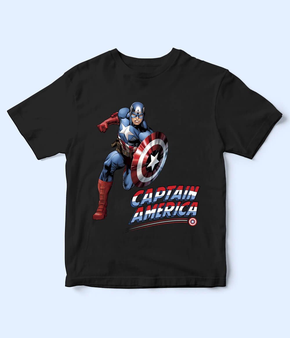 Captain America Kids Black T-Shirt