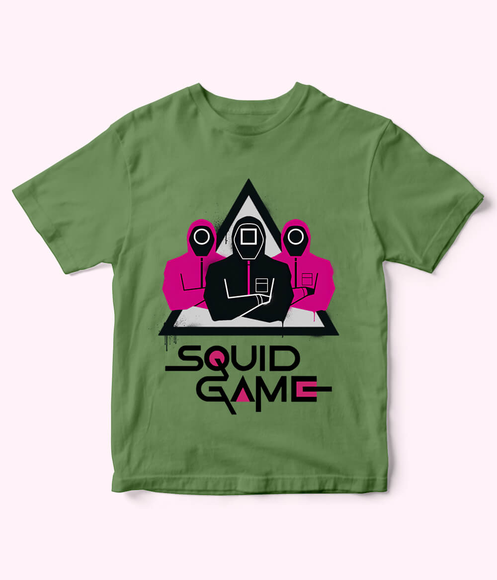 Knorr Green Cartoon Squid Game Tee for Boys & Girls