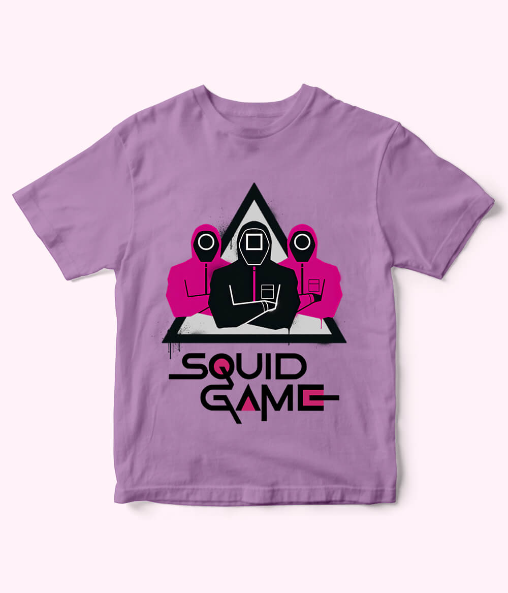 Purple Cartoon Squid Game Tee for Boys & Girls