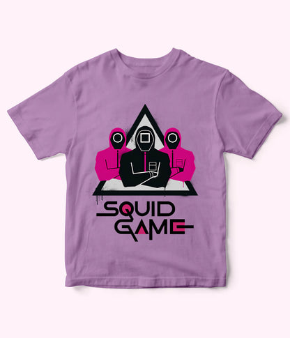 Purple Cartoon Squid Game Tee for Boys & Girls