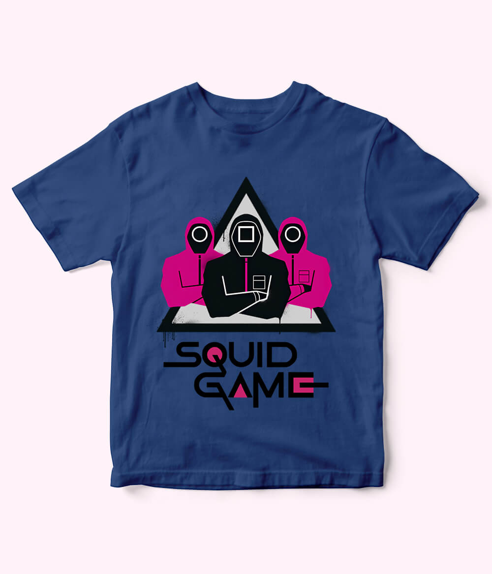 Royal Blue Cartoon Squid Game Tee for Boys & Girls